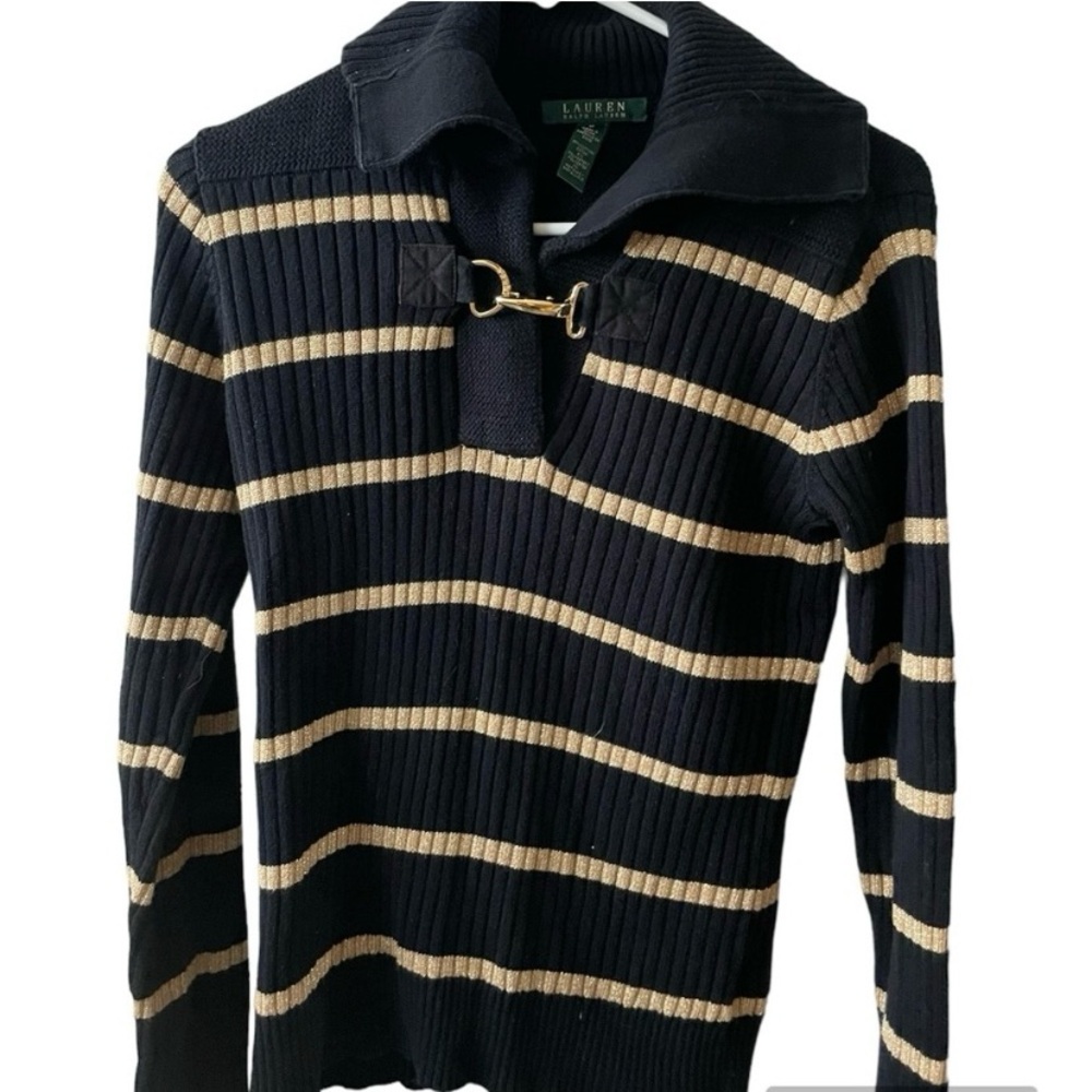 Ralph Lauren Black and Gold Striped Sweater